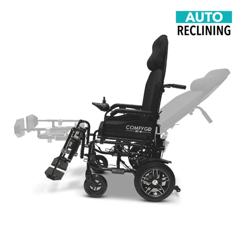 Sedia a rotelle elettrica telecomandata X-9, schienale reclinabile automaticamente e poggiagambe sollevabili 